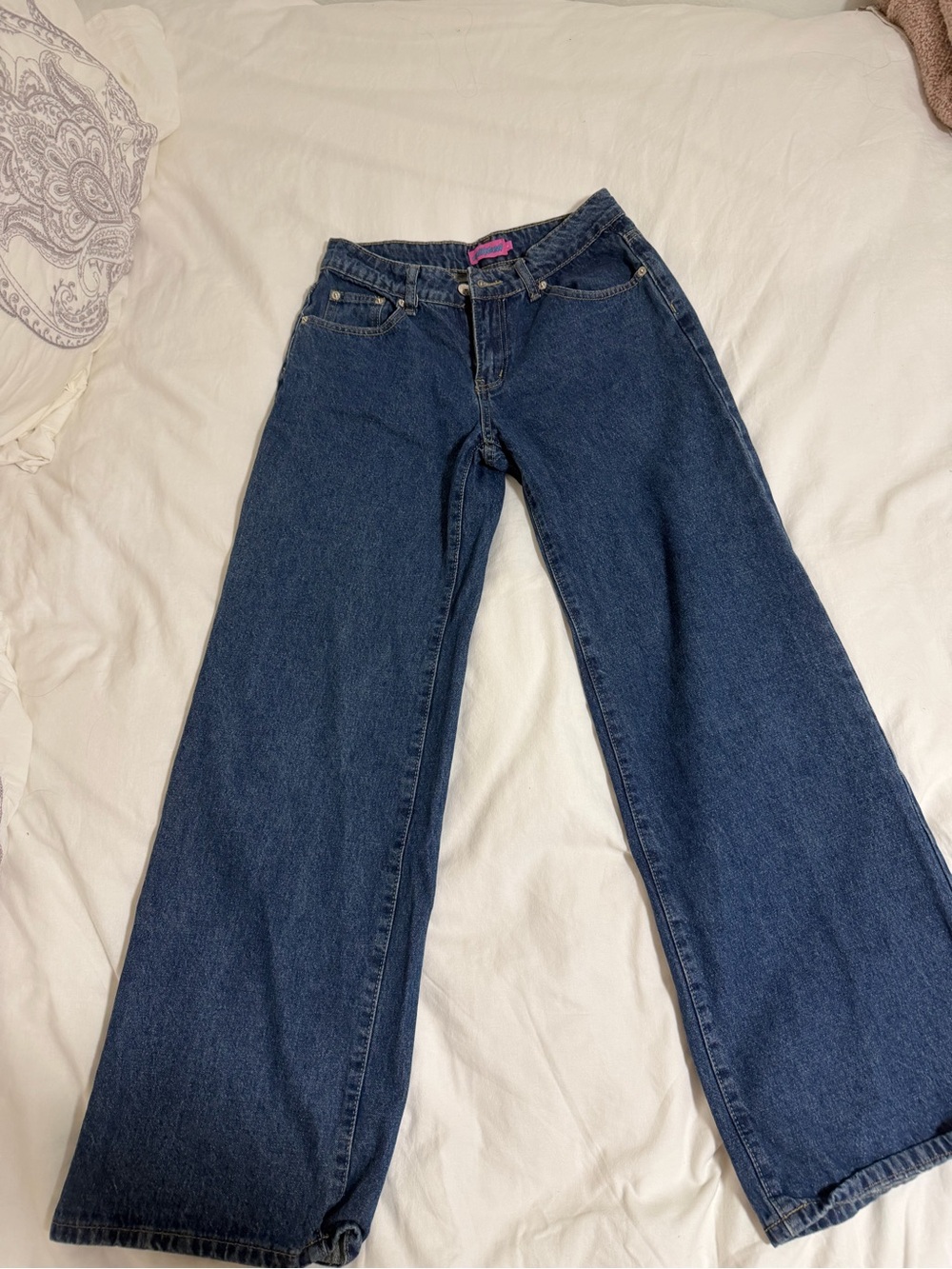 Edikted Wide Leg Jeans in Dark Blue
